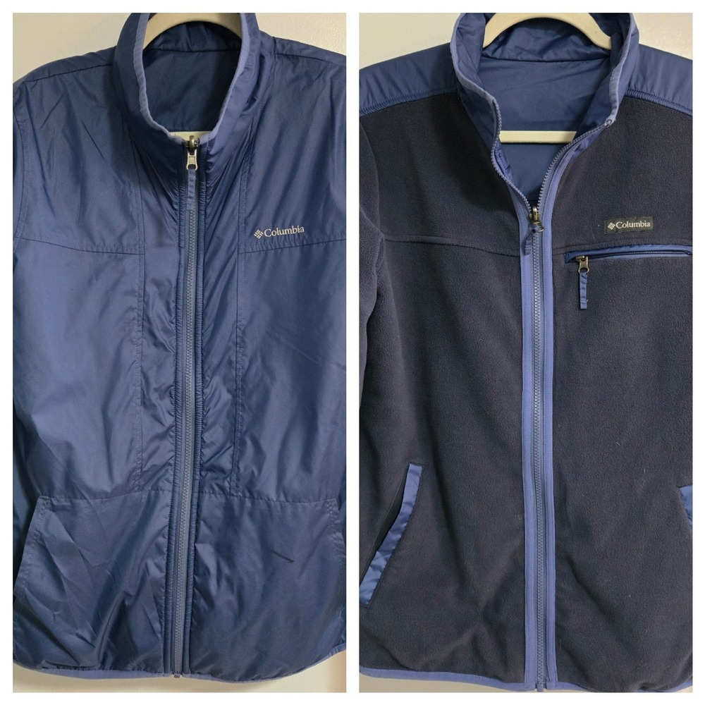 Columbia Reversible Jacket Women's Large Fleece Lined‎ Mock Neck Outdoor Active